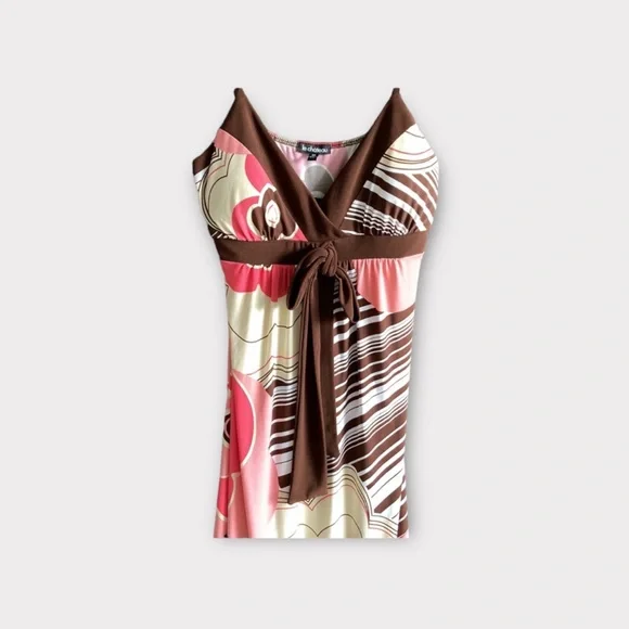 HP🌟Le Chateau dress, vintage, retro, pinks, brown, beige and white, Size S/P - Picture 5 of 6